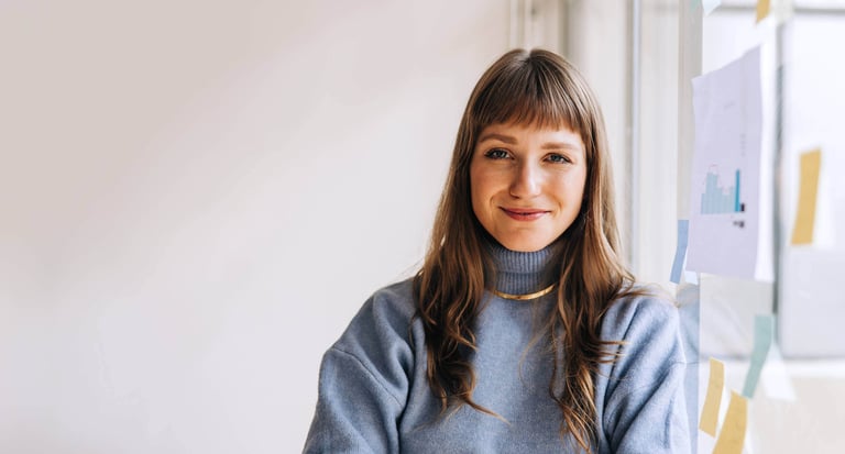 Portrait of a young businesswoman looking at the camera